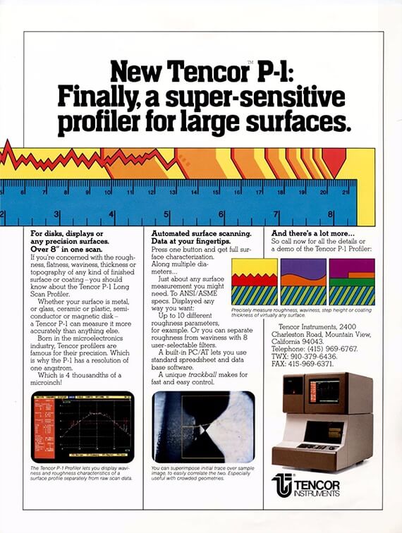 Tencor instruments advertisement for Tencor P-1 profiler